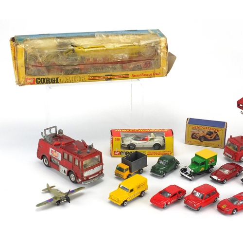 470 - Vintage die cast vehicles including a Corgi Major Aerial rescue truck and a Dinky fire tender