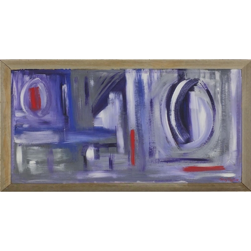 36 - After Sir Terry Frost - Abstract composition, oil on board, framed, 101cm x 50cm