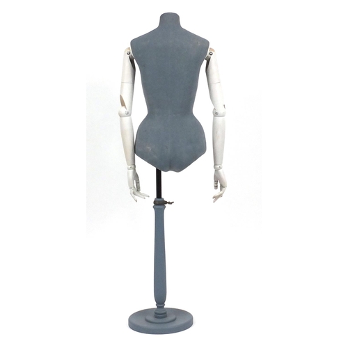 121 - Vintage mannequin with articulated arms, 144cm high