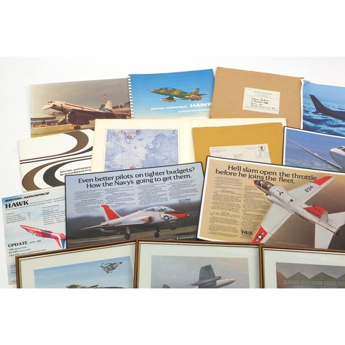 783 - Group of aviation ephemera including prints of Military planes, cloth badges and Nevada Air National... 