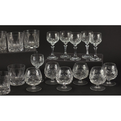 279 - Four sets of six crystal and cut glass glasses