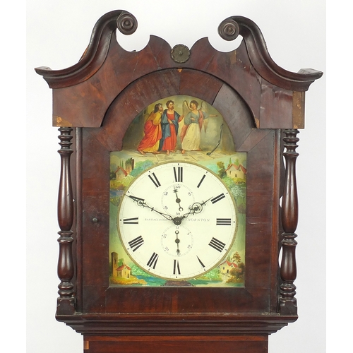 2007 - Victorian mahogany longcase clock, the dial hand painted with figures and inscribed Barraclough Thor... 