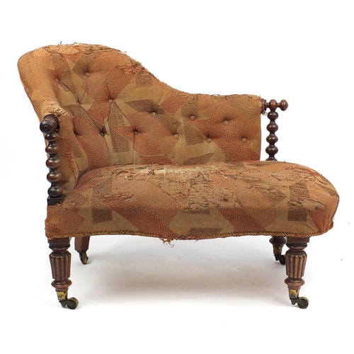 62 - William IV mahogany chaise lounge, 81cm H x 110cm W x 65cm D