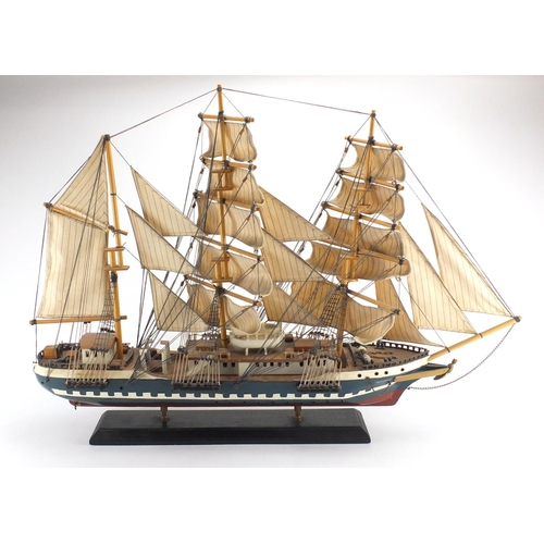 214 - Large model of rigged sailing ship, 83 wide