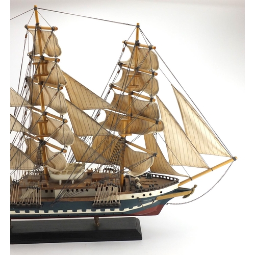 214 - Large model of rigged sailing ship, 83 wide