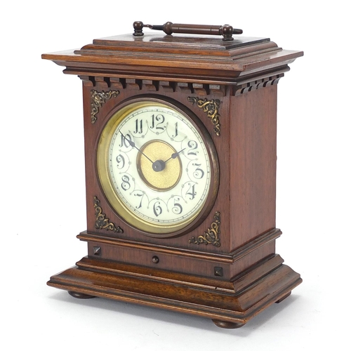 248 - Junghans walnut cased mantel clock, with enamelled chapter ring and Arabic numerals, 21cm high