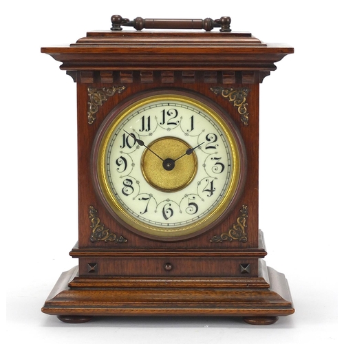 248 - Junghans walnut cased mantel clock, with enamelled chapter ring and Arabic numerals, 21cm high