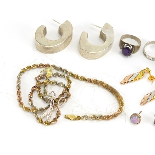 339 - Mostly silver jewellery including bracelets, earrings and rings,  approximate weight 70.0g