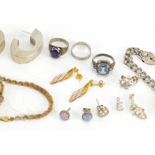 339 - Mostly silver jewellery including bracelets, earrings and rings,  approximate weight 70.0g