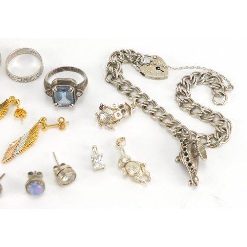 339 - Mostly silver jewellery including bracelets, earrings and rings,  approximate weight 70.0g