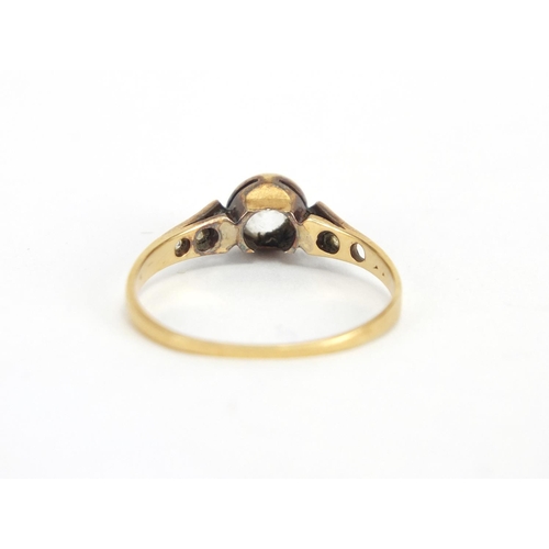 332 - 18ct gold clear stone ring, size K, approximate weight 1.3g