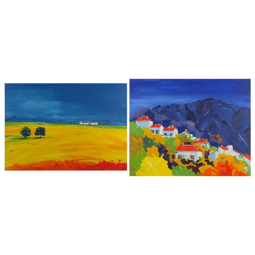 38 - Steve Godfrey - La Muela and one other, two oil on canvases, both mounted and framed, the largest 60... 