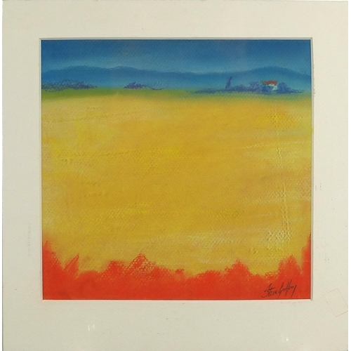 446 - Steve Godfrey - Spanish landscapes, set of five pastel on cards, all mounted and unframed, the large... 