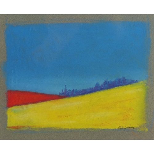 446 - Steve Godfrey - Spanish landscapes, set of five pastel on cards, all mounted and unframed, the large... 