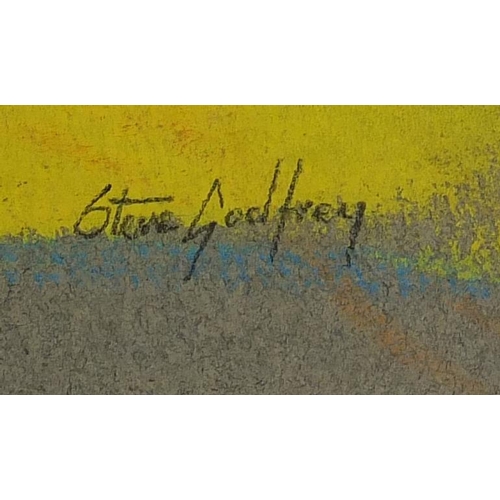 446 - Steve Godfrey - Spanish landscapes, set of five pastel on cards, all mounted and unframed, the large... 