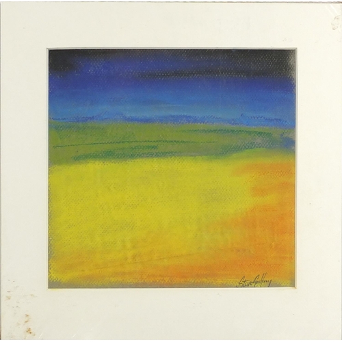 446 - Steve Godfrey - Spanish landscapes, set of five pastel on cards, all mounted and unframed, the large... 