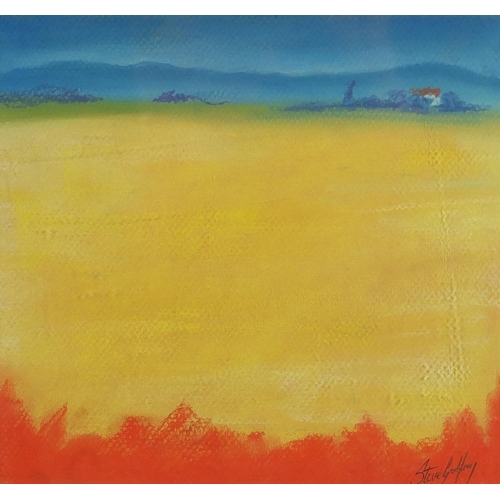 446 - Steve Godfrey - Spanish landscapes, set of five pastel on cards, all mounted and unframed, the large... 