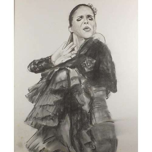 172A - Steve Godfrey - Five portraits, black chalk, each mounted and framed, the largest 71cm x 58cm