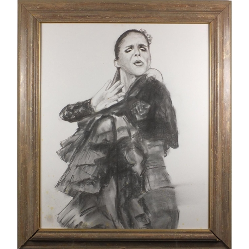 172A - Steve Godfrey - Five portraits, black chalk, each mounted and framed, the largest 71cm x 58cm