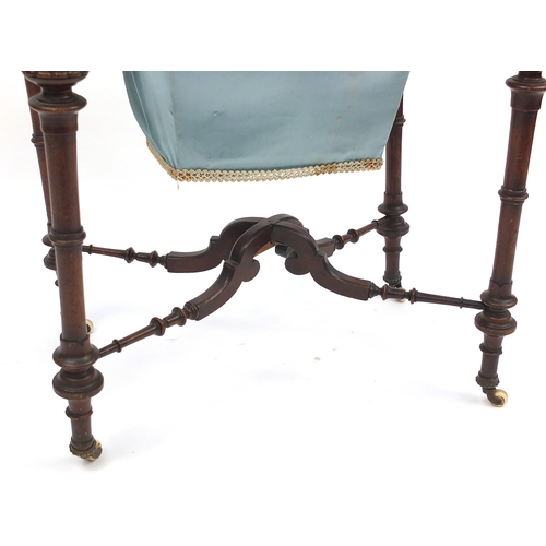 2006 - 19th century French walnut ormolu mounted work table, with quartered veneered and inlaid top opening... 
