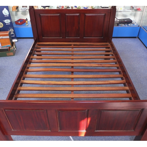 2046 - Mahogany four poster bed, with turned columns and tripple fielded panel head board and foot board, 2... 