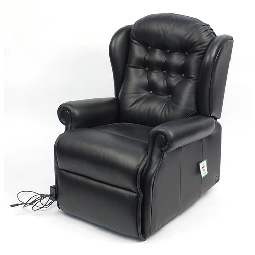 10 - Sherborne black leather electric reclining armchair