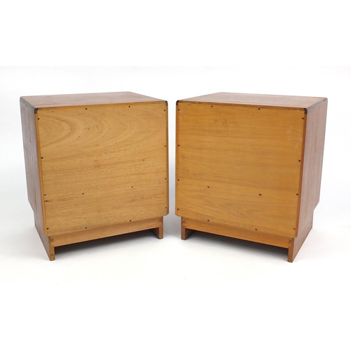 90 - Pair of vintage G-Plan teak night stands, each with an open shelf above a drawer, 54cm high
