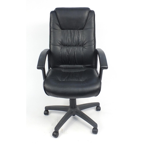 157 - Black leather effect directors chair