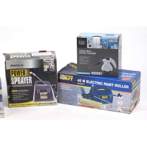 591 - Boxed electrical items including Ronseal power sprayer, wall paper stripper, Black & Decker paint ma... 