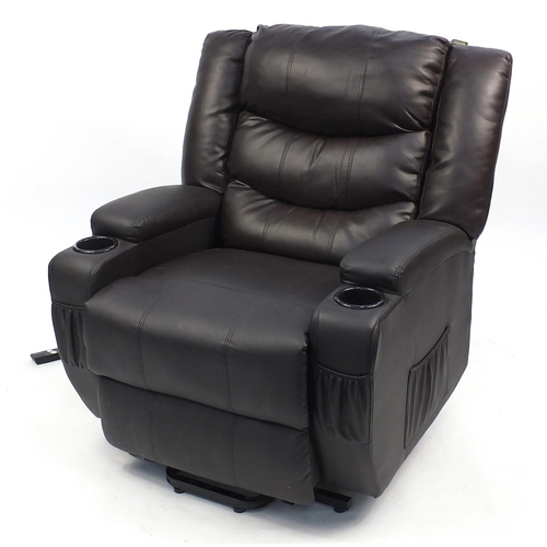 6 - Electric brown leather effect Lazy boy style chair
