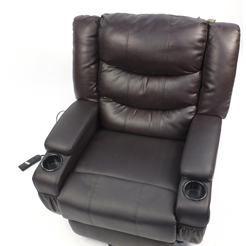 6 - Electric brown leather effect Lazy boy style chair