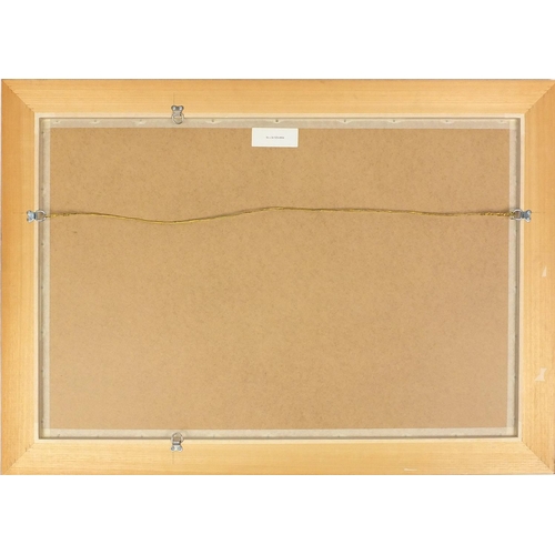 101 - Rectangular teak framed bevelled edge mirror, 106cm x 76cm