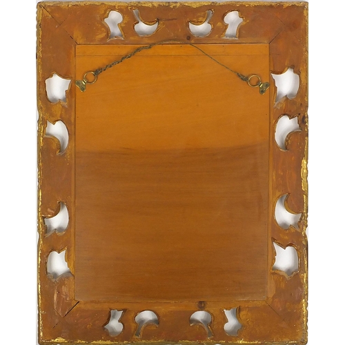 79 - Ornate carved gilt wood mirror, 59cm x 49cm