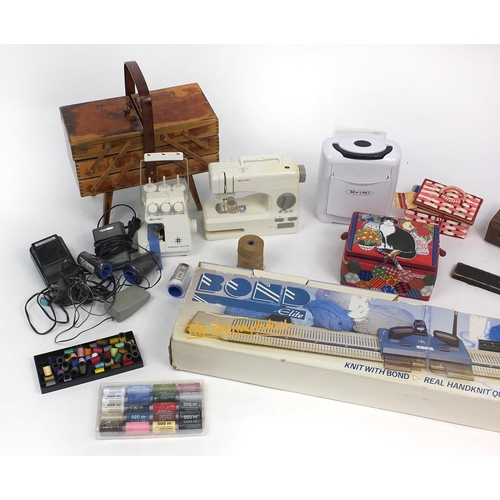 293 - Large selection of sewing items and a Bond Elite knitting machine