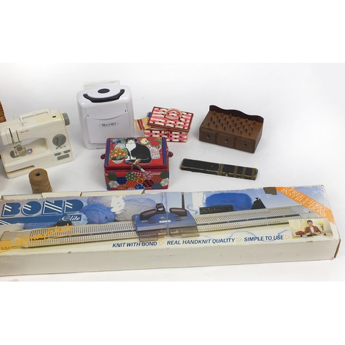 293 - Large selection of sewing items and a Bond Elite knitting machine