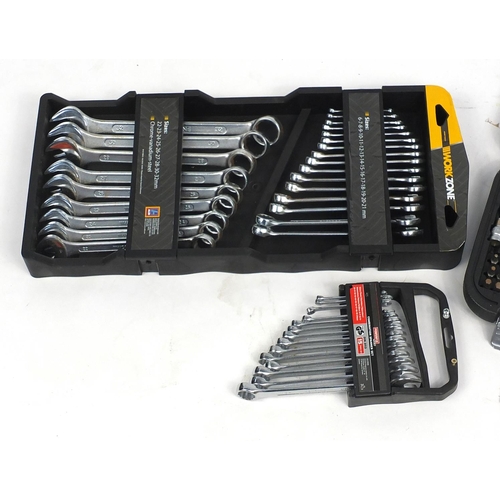 595 - Two as new Workzone spanner and socket sets