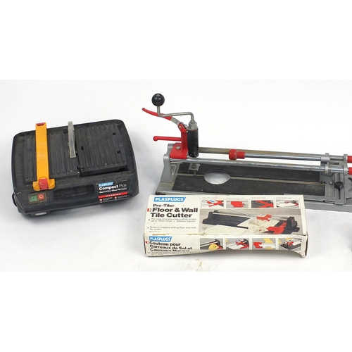 612 - Assorted electrical tools including a drill sharpener, Orbital sander and a tile cutter