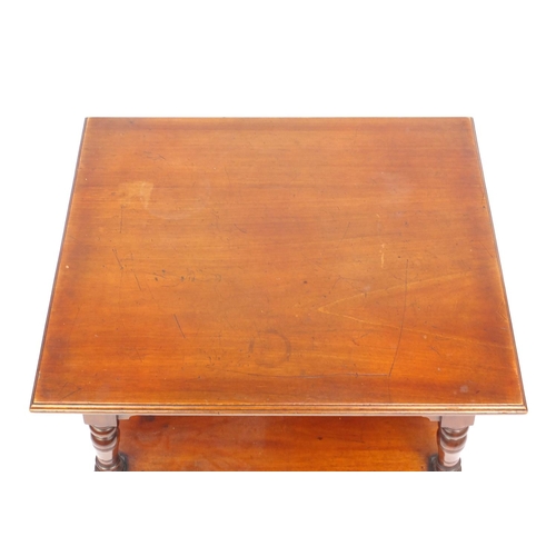 160 - Edwardian walnut two tier occasional table on turned  legs, 56cm H x 68cm W x 55cm D