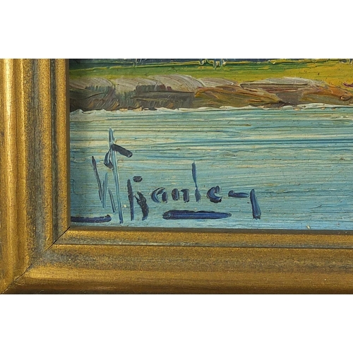 445 - W Hanley - The Yoho Glacier, pair of oil onto boards, one with part labels verso, both framed, each ... 