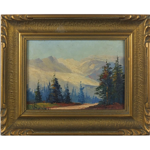 445 - W Hanley - The Yoho Glacier, pair of oil onto boards, one with part labels verso, both framed, each ... 