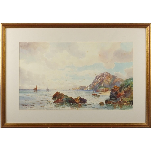 16 - Thomas Sydney - Lantern Hill, Ilfracombe coastal scene, watercolour, mounted and framed, 49.5cm x 30... 