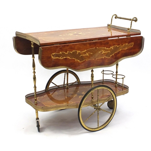 83 - Sorrento style two tier tea trolley with brass fittings