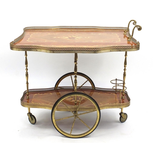 83 - Sorrento style two tier tea trolley with brass fittings