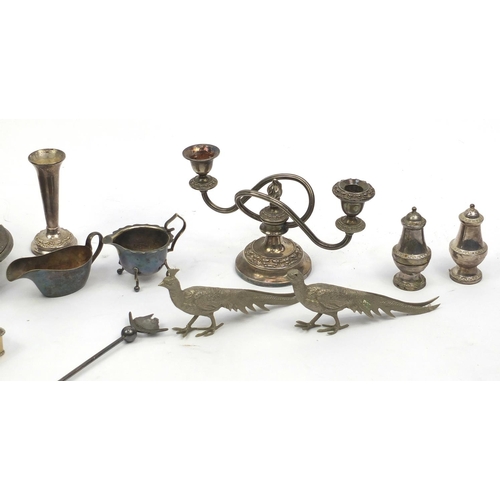 195 - Silver plated items including entrée dishes, pheasants and sauce boats