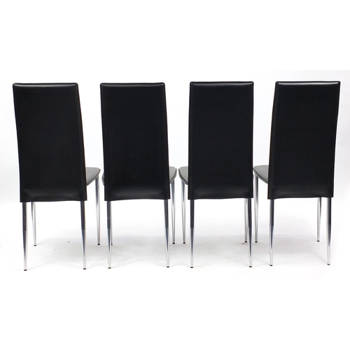 87 - Eight black leather effect and chrome dining chairs