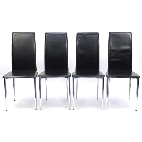 87 - Eight black leather effect and chrome dining chairs