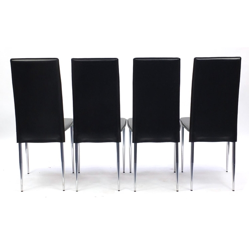 87 - Eight black leather effect and chrome dining chairs