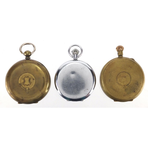 1299 - Two vintage gentleman's open face pocket watches and a Superior Railway Timekeeper watch