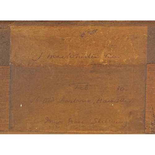 1436 - John MacWhirter RA - Continental harbour, watercolour, label inscribed J Macwhirter RA Feb 10 Old Ha... 