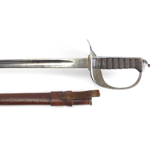 576 - British Military Calvary sword by Hobson & Sons of Lexington Street London, with wire bound shagreen... 